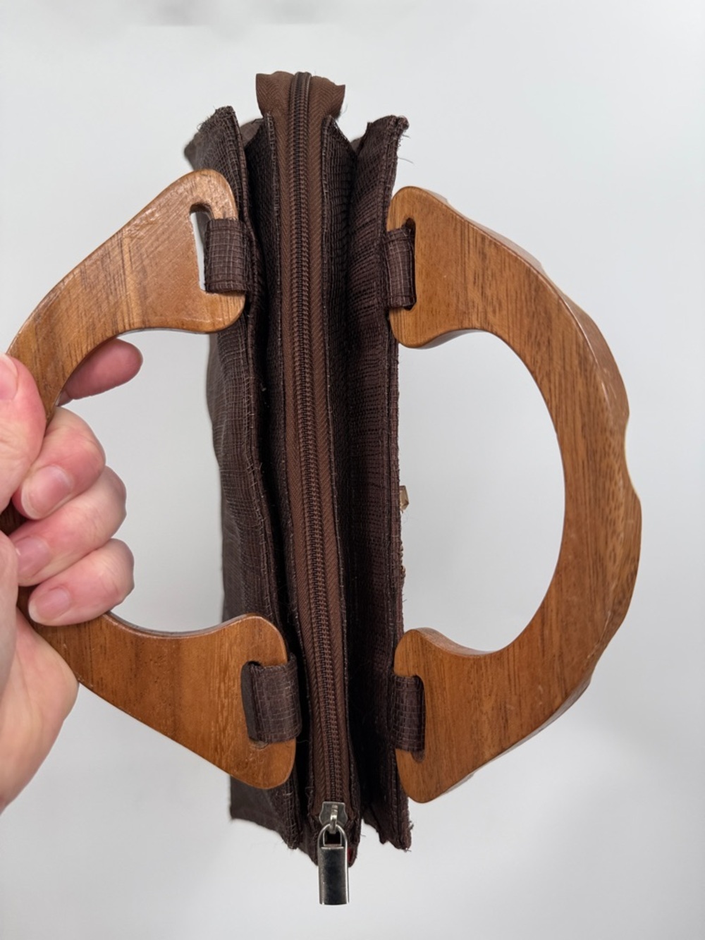 Vintage Bellini Wood Handled Clutch Handbag - Picture 8 of 16